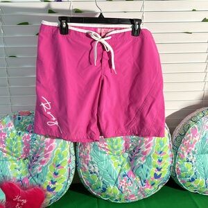 Roxy bright pink shorts with white trim
